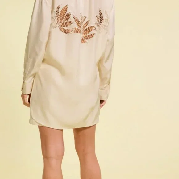 Diotima Long Shirt White 100%Silk Size 2 US Small MSRP $725 - Picture 3 of 11